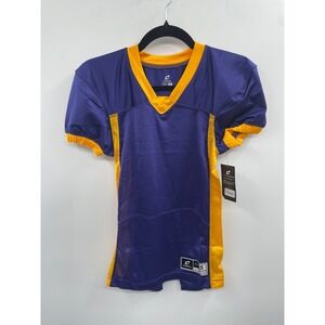 NWT Champro Youth Blitz Football Jersey Small Purple Gold Pullover V-Neck